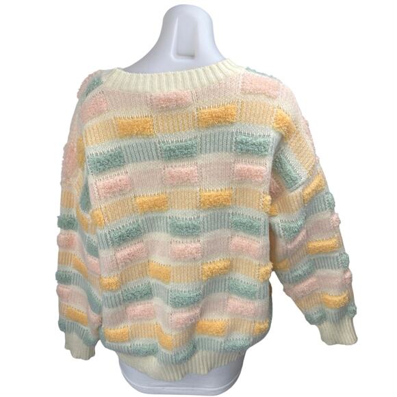 Le Lis Multicolor Colorblock Fleece Long Sleeve Crewneck Sweater Top Size S - Picture 2 of 4